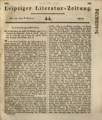 Leipziger Literaturzeitung Montag 21. Februar 1814