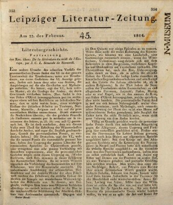 Leipziger Literaturzeitung Dienstag 22. Februar 1814