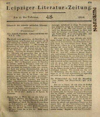 Leipziger Literaturzeitung Freitag 25. Februar 1814