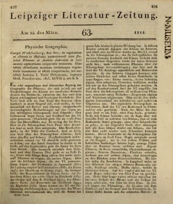 Leipziger Literaturzeitung Dienstag 15. März 1814