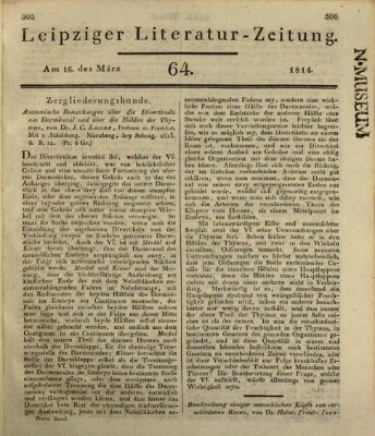 Leipziger Literaturzeitung Mittwoch 16. März 1814