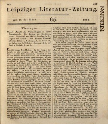 Leipziger Literaturzeitung Donnerstag 17. März 1814