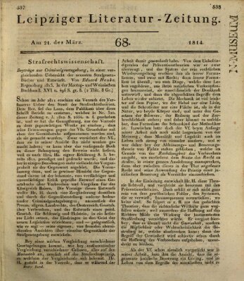 Leipziger Literaturzeitung Montag 21. März 1814