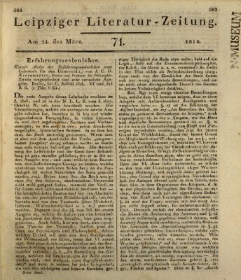 Leipziger Literaturzeitung Donnerstag 24. März 1814