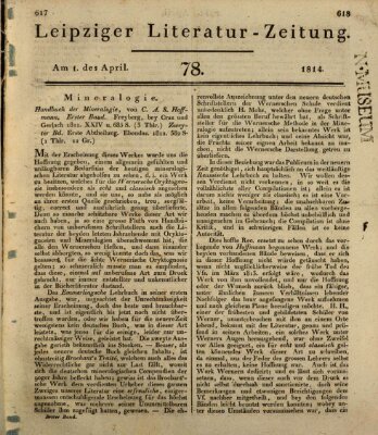 Leipziger Literaturzeitung Freitag 1. April 1814