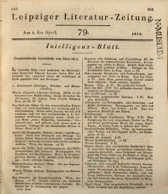 Leipziger Literaturzeitung Samstag 2. April 1814