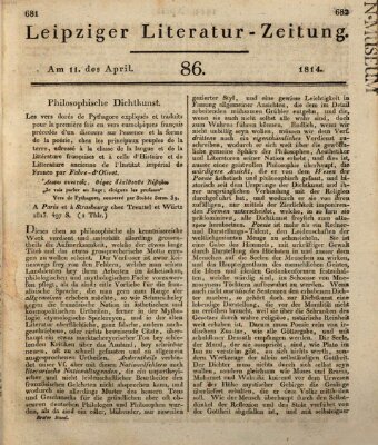 Leipziger Literaturzeitung Montag 11. April 1814