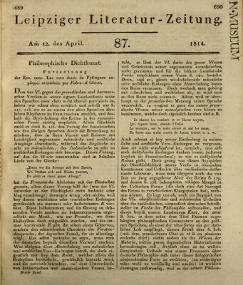 Leipziger Literaturzeitung Dienstag 12. April 1814