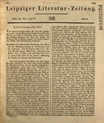 Leipziger Literaturzeitung Montag 25. April 1814