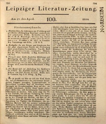 Leipziger Literaturzeitung Mittwoch 27. April 1814