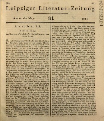 Leipziger Literaturzeitung Mittwoch 11. Mai 1814