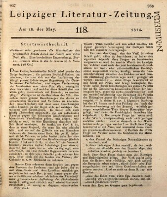 Leipziger Literaturzeitung Mittwoch 18. Mai 1814