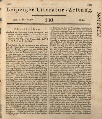 Leipziger Literaturzeitung Mittwoch 1. Juni 1814