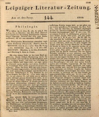 Leipziger Literaturzeitung Freitag 17. Juni 1814