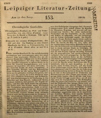 Leipziger Literaturzeitung Montag 27. Juni 1814