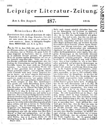 Leipziger Literaturzeitung Mittwoch 3. August 1814