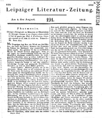 Leipziger Literaturzeitung Montag 8. August 1814