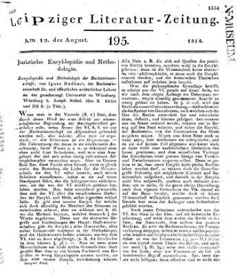 Leipziger Literaturzeitung Freitag 12. August 1814