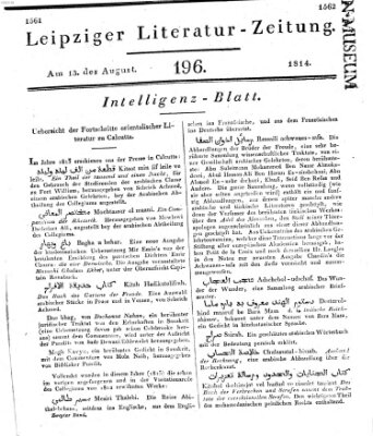 Leipziger Literaturzeitung Samstag 13. August 1814