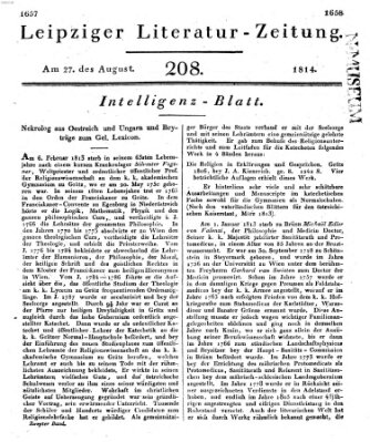 Leipziger Literaturzeitung Samstag 27. August 1814