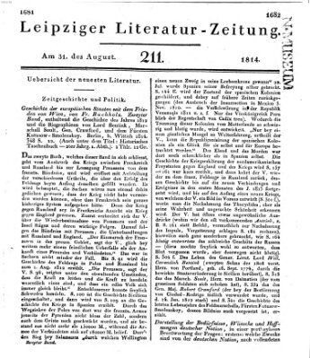 Leipziger Literaturzeitung Mittwoch 31. August 1814