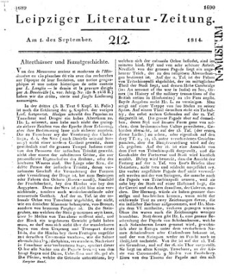 Leipziger Literaturzeitung Donnerstag 1. September 1814