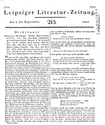 Leipziger Literaturzeitung Montag 5. September 1814