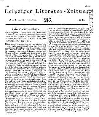 Leipziger Literaturzeitung Dienstag 6. September 1814