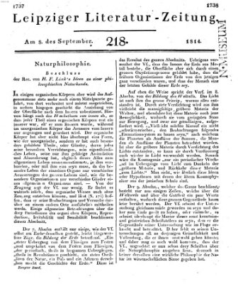 Leipziger Literaturzeitung Donnerstag 8. September 1814