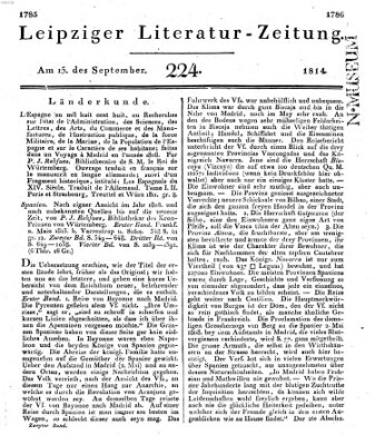 Leipziger Literaturzeitung Donnerstag 15. September 1814