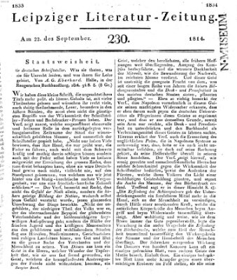 Leipziger Literaturzeitung Donnerstag 22. September 1814