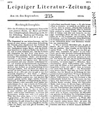 Leipziger Literaturzeitung Mittwoch 28. September 1814