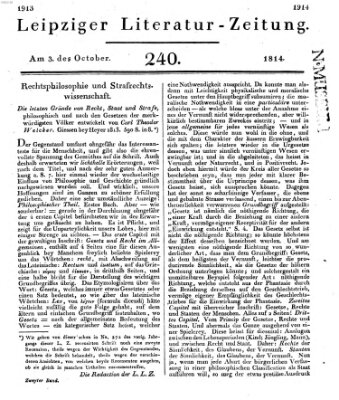 Leipziger Literaturzeitung Montag 3. Oktober 1814