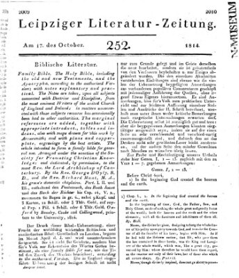 Leipziger Literaturzeitung Montag 17. Oktober 1814