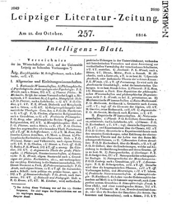 Leipziger Literaturzeitung Samstag 22. Oktober 1814