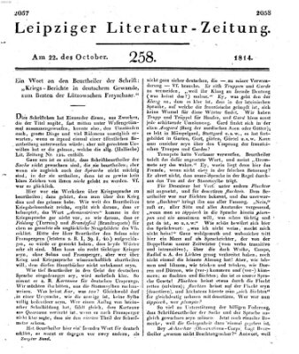 Leipziger Literaturzeitung Samstag 22. Oktober 1814