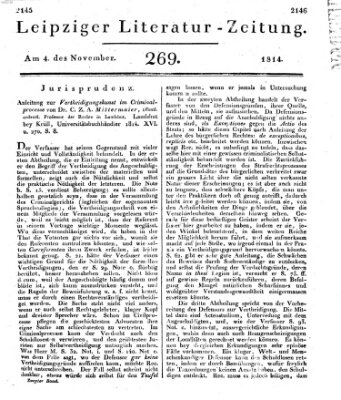 Leipziger Literaturzeitung Freitag 4. November 1814