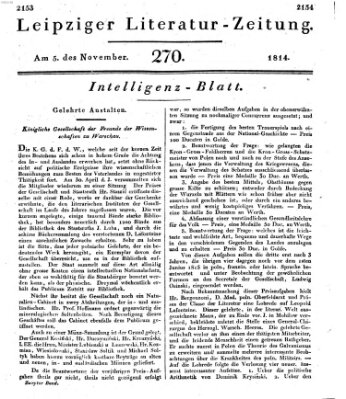 Leipziger Literaturzeitung Samstag 5. November 1814