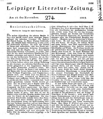 Leipziger Literaturzeitung Donnerstag 10. November 1814