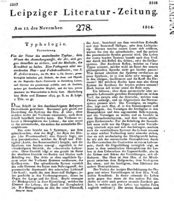 Leipziger Literaturzeitung Dienstag 15. November 1814