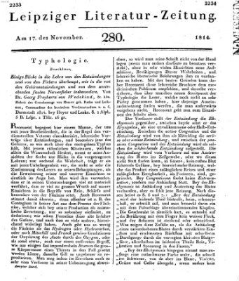 Leipziger Literaturzeitung Donnerstag 17. November 1814