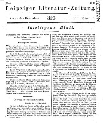 Leipziger Literaturzeitung Samstag 31. Dezember 1814