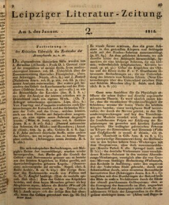 Leipziger Literaturzeitung Dienstag 3. Januar 1815