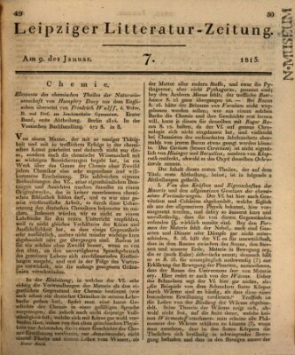 Leipziger Literaturzeitung Montag 9. Januar 1815