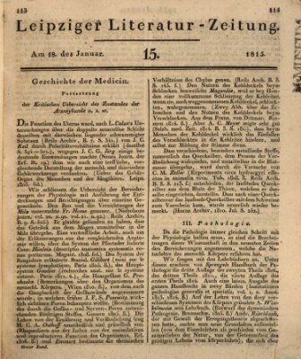 Leipziger Literaturzeitung Mittwoch 18. Januar 1815