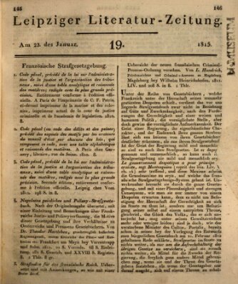 Leipziger Literaturzeitung Montag 23. Januar 1815