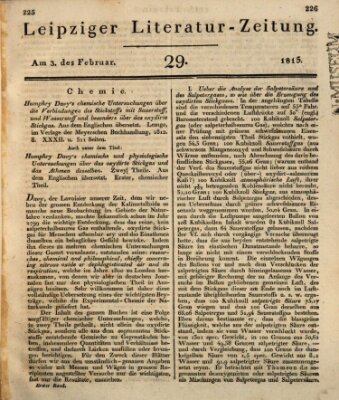 Leipziger Literaturzeitung Freitag 3. Februar 1815