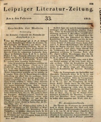 Leipziger Literaturzeitung Mittwoch 8. Februar 1815