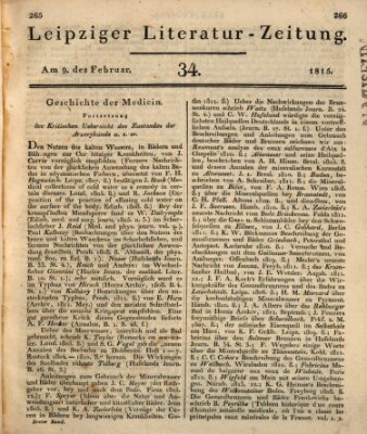 Leipziger Literaturzeitung Donnerstag 9. Februar 1815