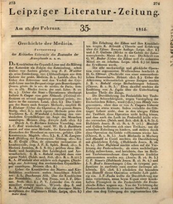 Leipziger Literaturzeitung Freitag 10. Februar 1815